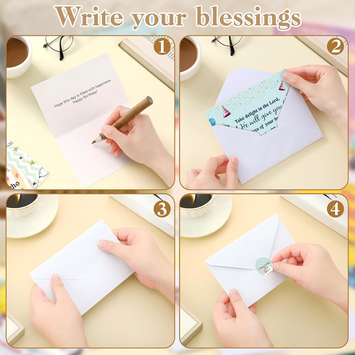 Sayglossy 120 Pack Religious Birthday Cards Bulk 4 x 6 Inch Bible Verse Greeting Cards with Envelopes Blessed Stickers Inspirational Birthday Postcards with Greeting Scripture Inside, 30 Styles