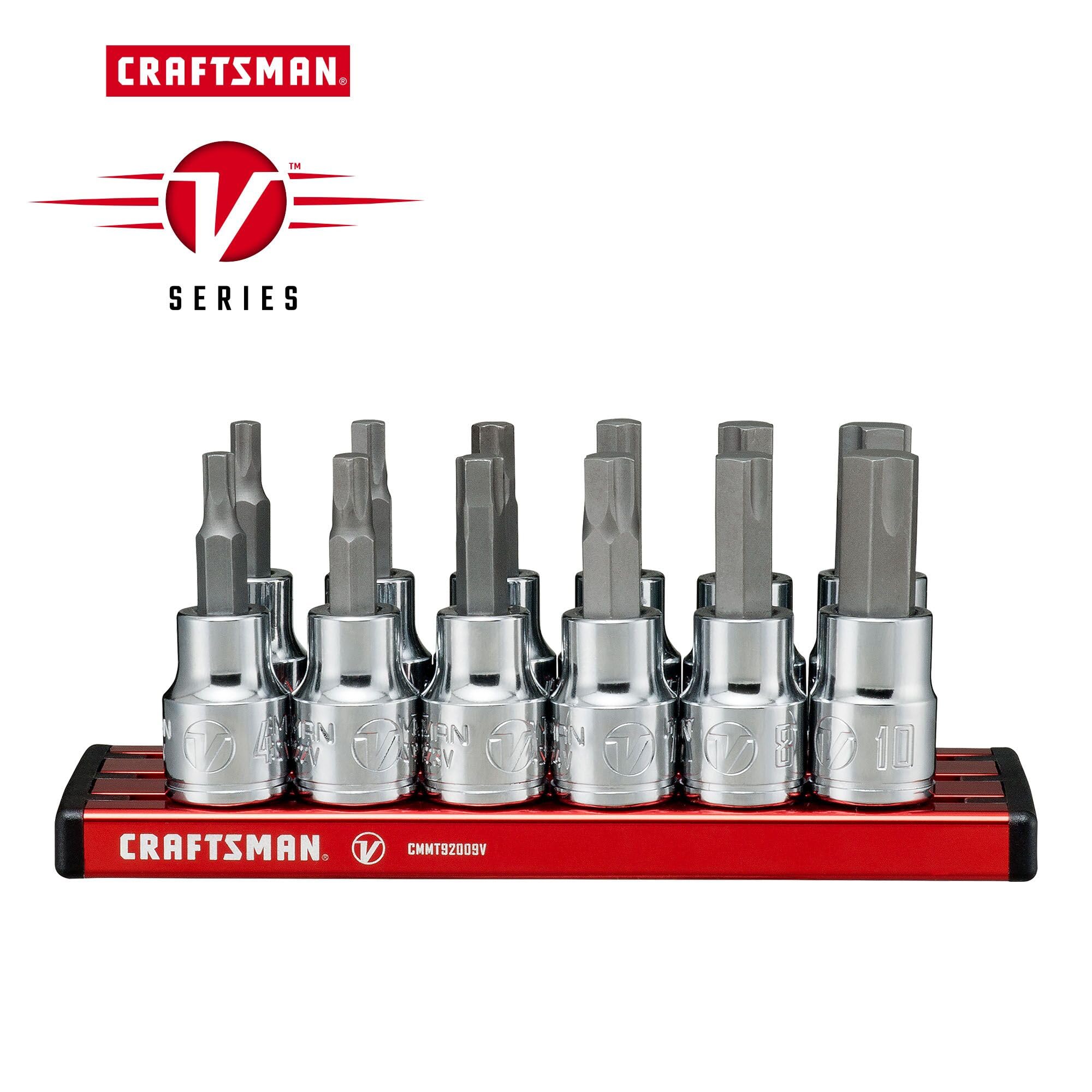 Craftsman Zestaw nasadek z serii V, Hex SAE i MM, napęd 3/8 cala, 12-częściowy (CMMT17735V)