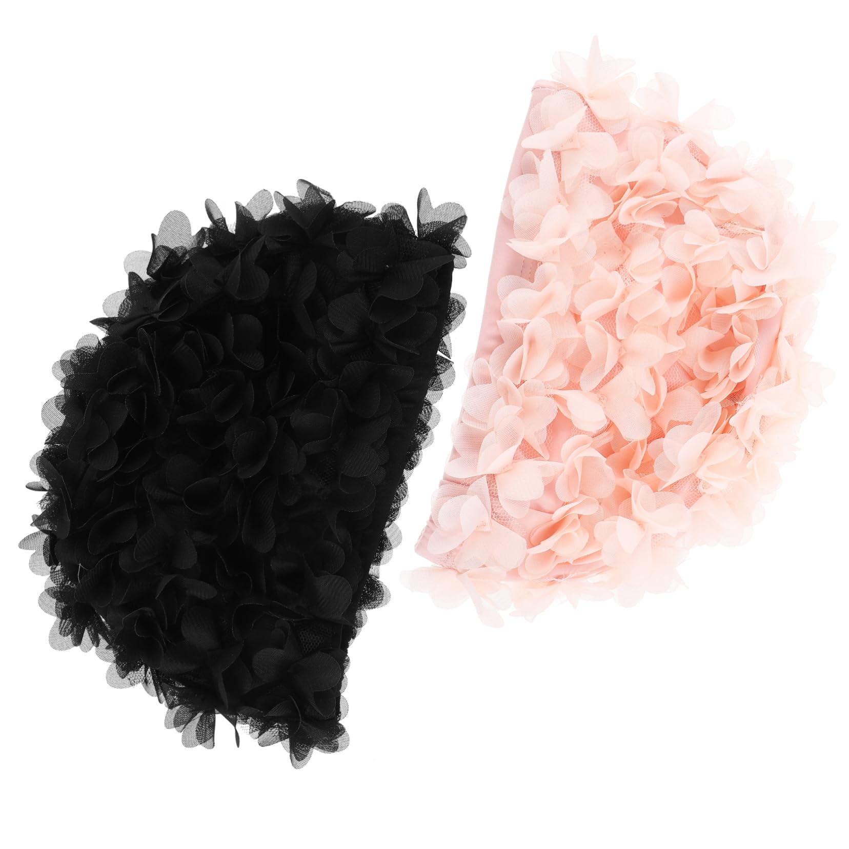 Cuffie da Nuoto Elastiche Floreali 2 Pezzi in Nylon Rosa Nero | Cuffie da Nuoto per Donne, Stile Leggero e Flessibile, Atmosfera Estiva