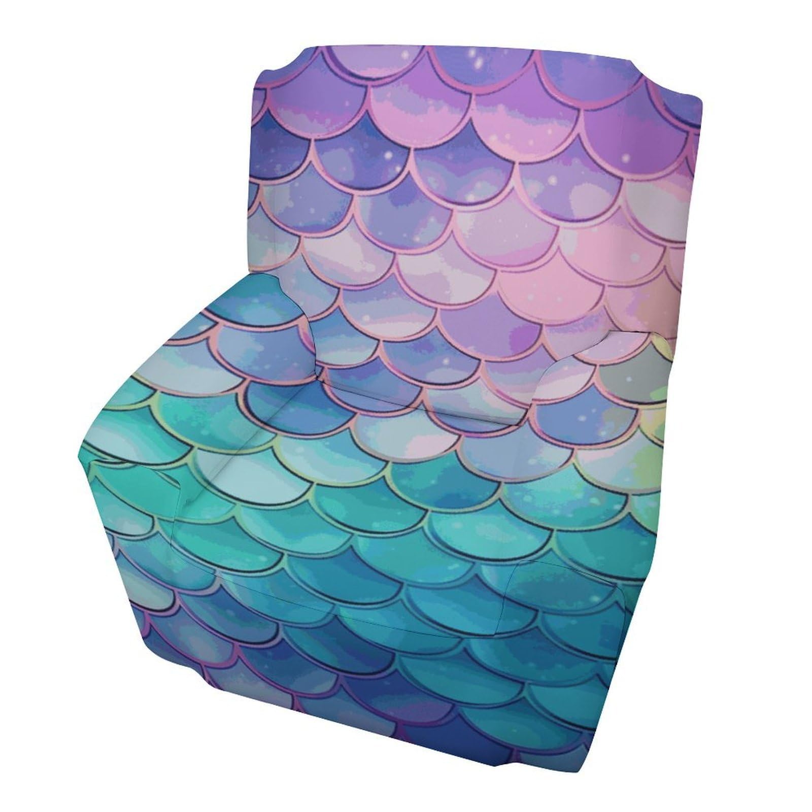 Fodpand Style Dreamy Gradient Mermaid Scales Sofa Cover Soft 1 Seater Sofa Slipcover For Pets Washable,Couch Cover With Elastic Straps Furniture Protector