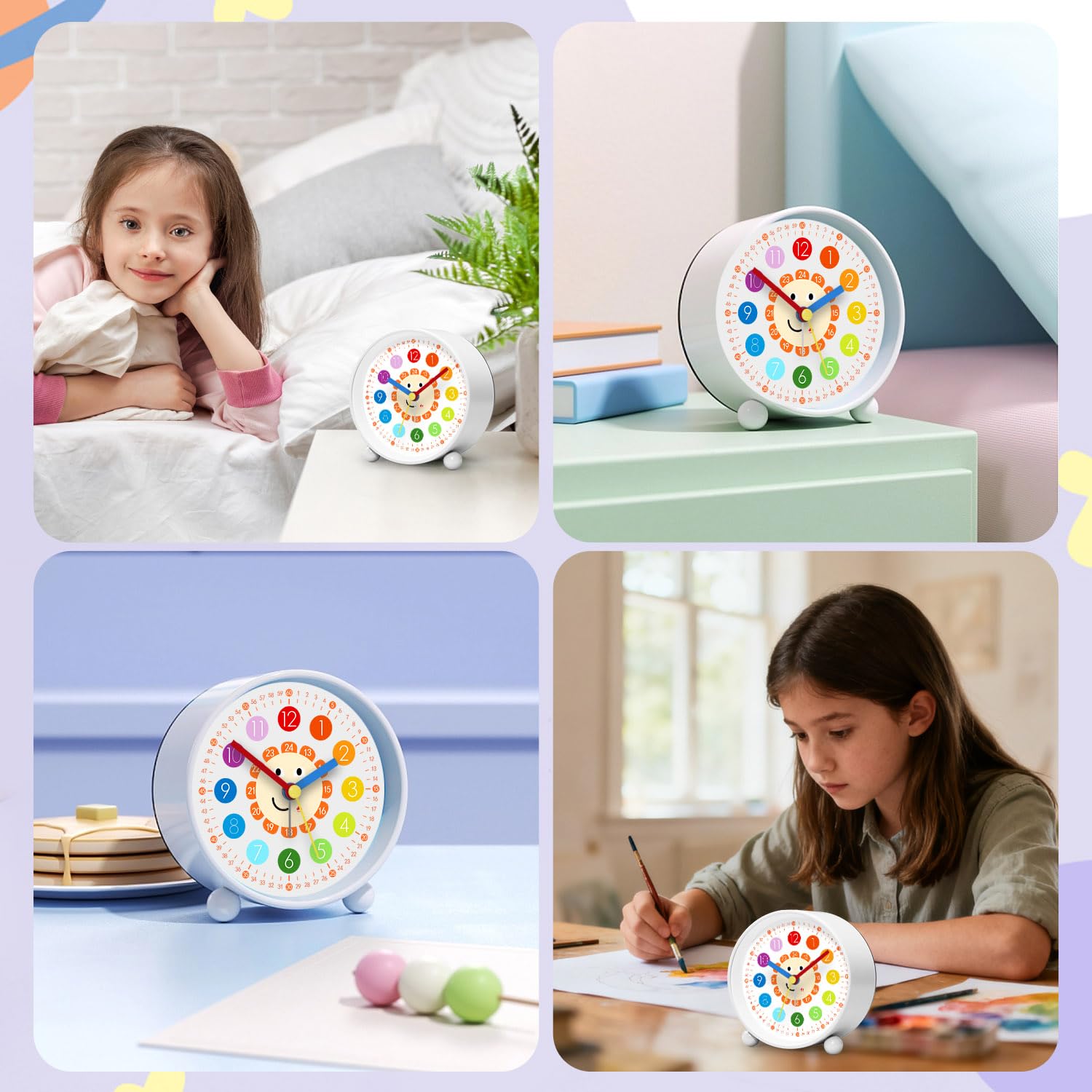 YsyYey Réveil Enfant Silencieux sans Tic-Tac, Réveil Analogique pour Apprentissage, Horloge Éducative Rose pour Filles, Facile à Lire, Cadeau YsyYey Réveil Enfant Silencieux sans Tic-Tac, Réveil Analogique pour Apprentissage, Horloge Éducative Rose pour Filles, Facile à Lire, Cadeau