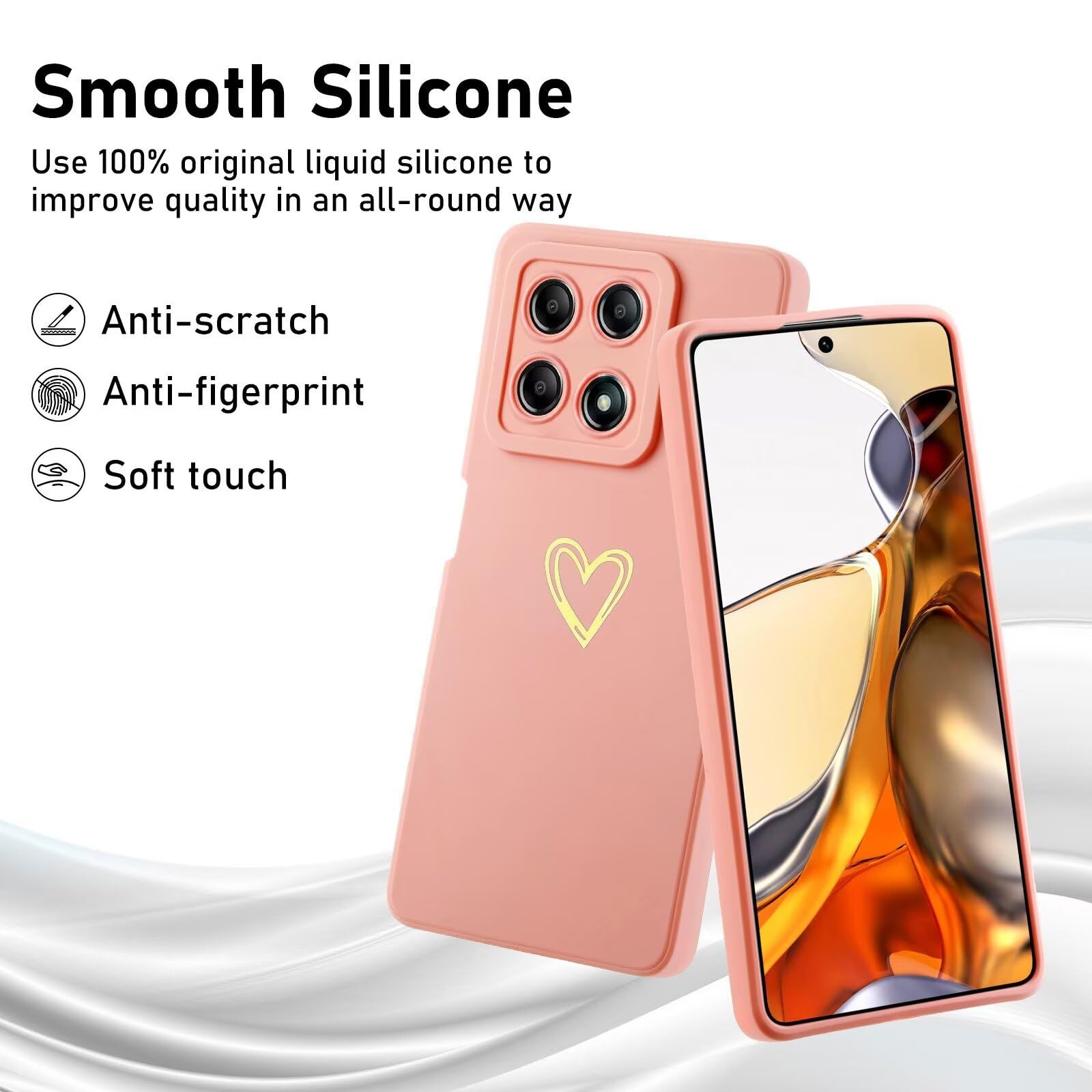 Coque Xiaomi 15 5G Avec Cœur Doré - Housse Silicone Souple Mignon & Dragonne Détachable | Pour Femme/Fille - 7