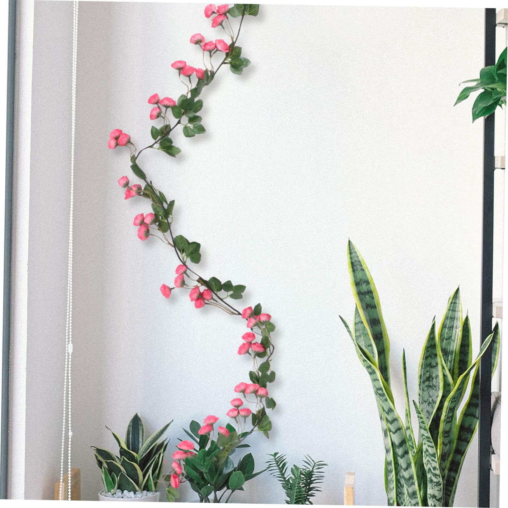 Ciieeo 3 STK Dekorative Rosenranken Gartenseidenrosenrebe Künstliche Rosengirlande Blumengirlande Hängen Girlande Aus Künstlichen Blumen Hochzeitsgirlande Grün Blatt Rot Seidenblume