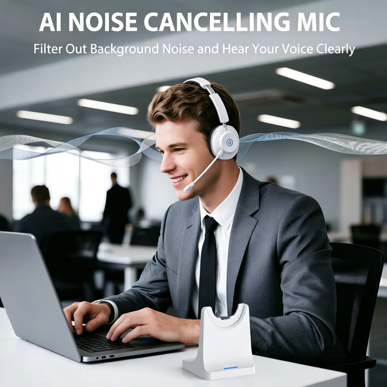 Casque Bluetooth sans fil avec microphone AI antibruit