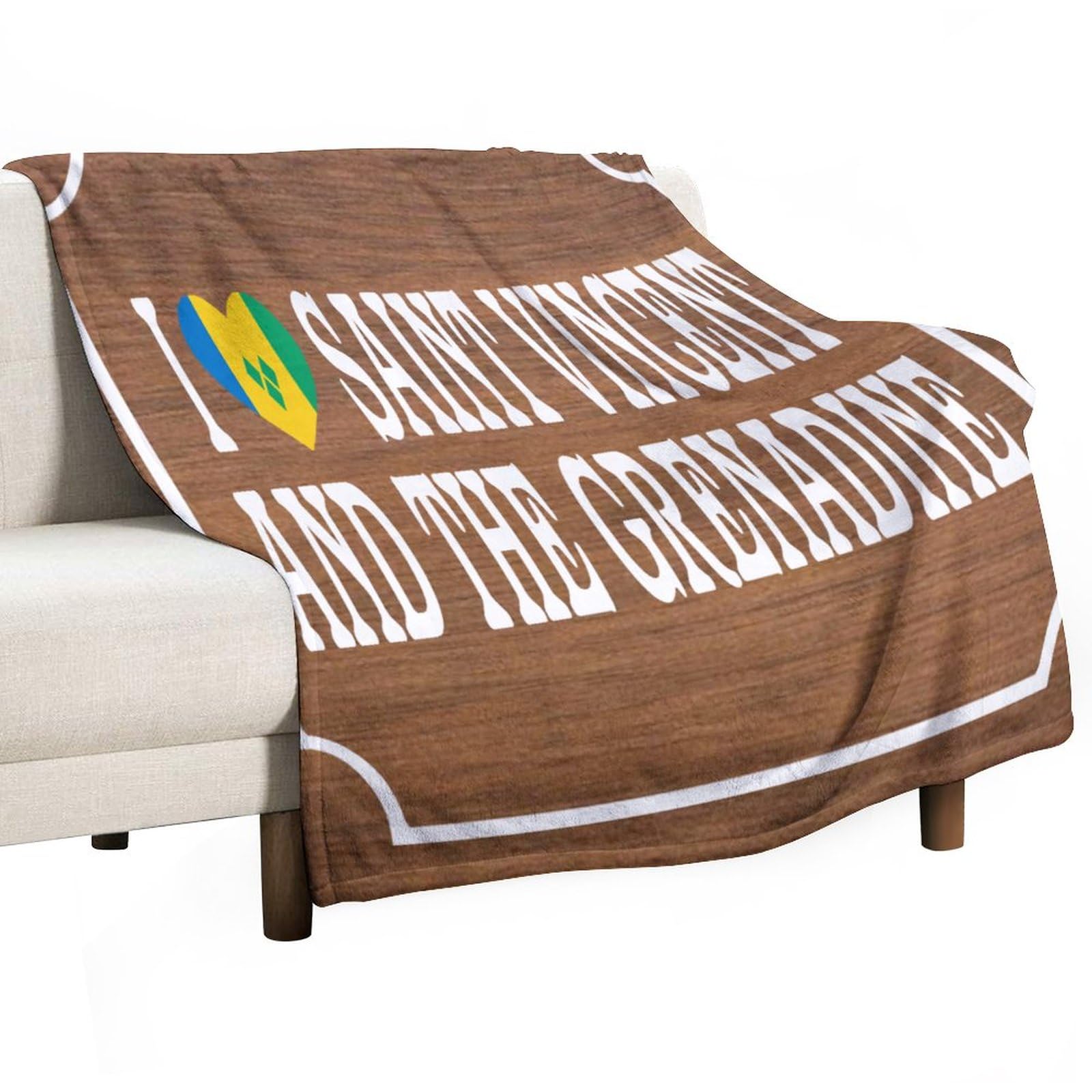 Couverture polaire I Love Saint-Vincent cadeau décoration chambre cabine