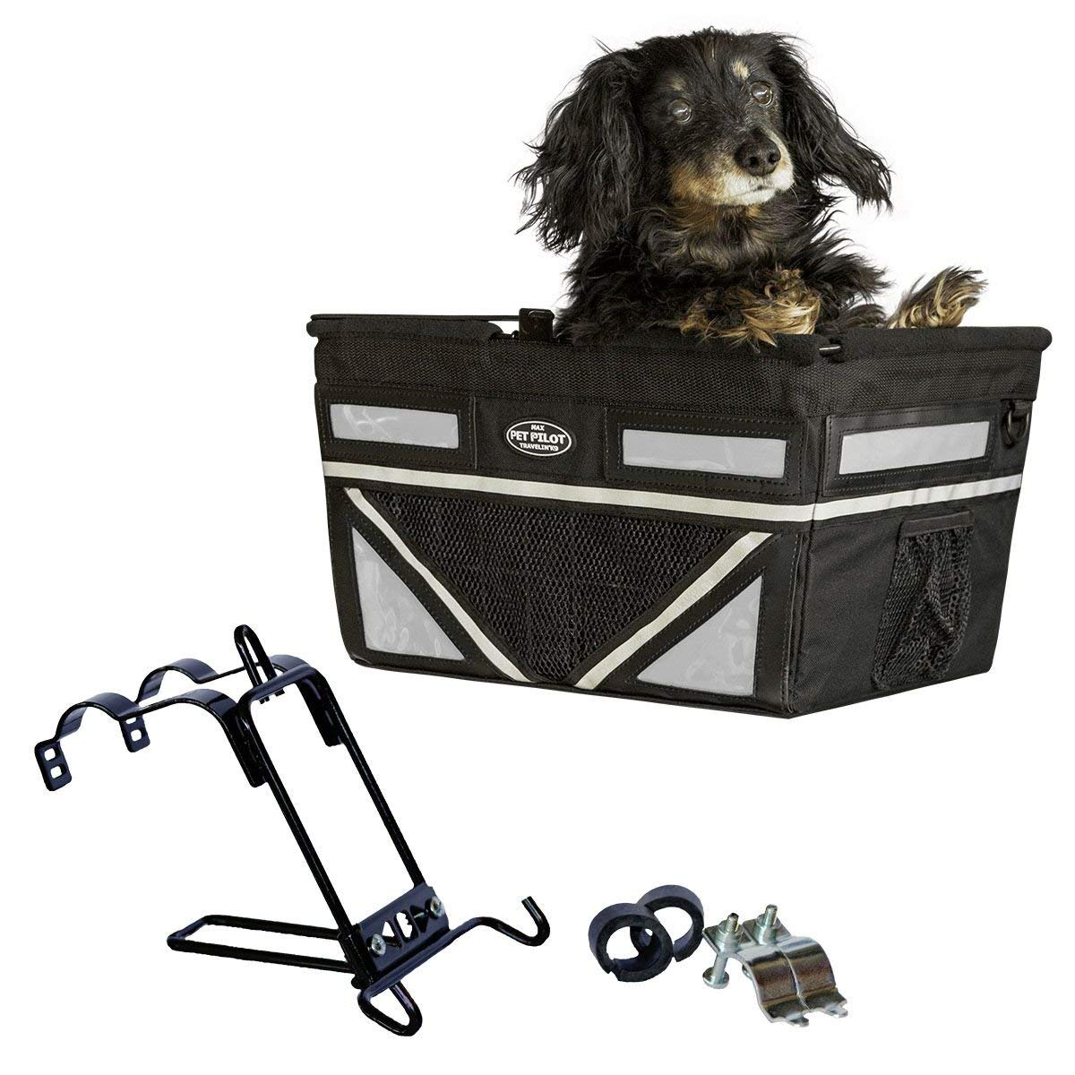 TRAVELIN K9 Pet-Pilot MAX Dog Bicycle Basket Carrier | 8 Color Options for Your Bike (Silver/Grey)