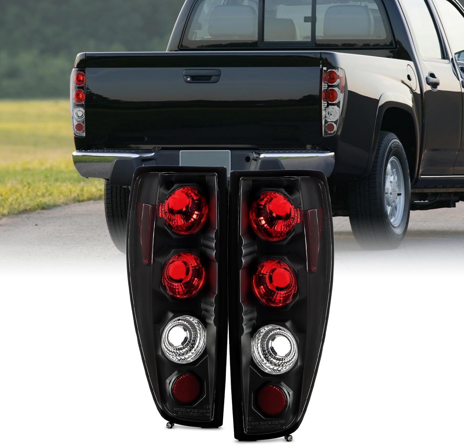 AKKON - For 2004-2012 Chevy Colorado & GMC Canyon Pickup Truck Black Rear Tail Lights Brake Lamps Housing