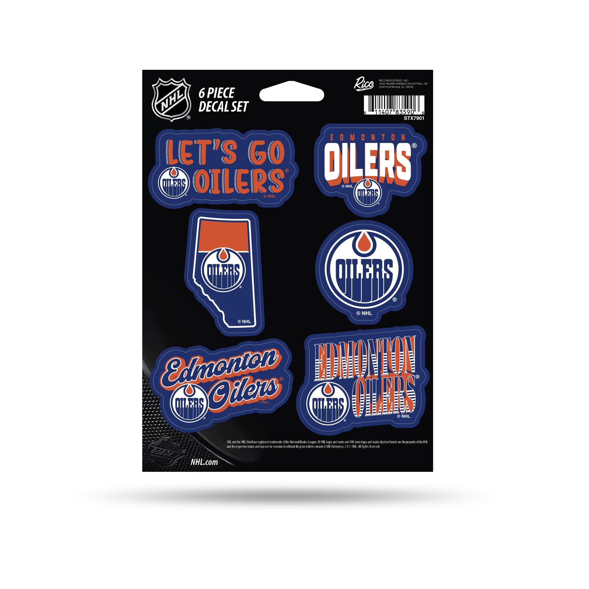Rico Industries NHL Hockey Edmonton Oilers 6-Piece Decal Set - auto accessories | Mubboo