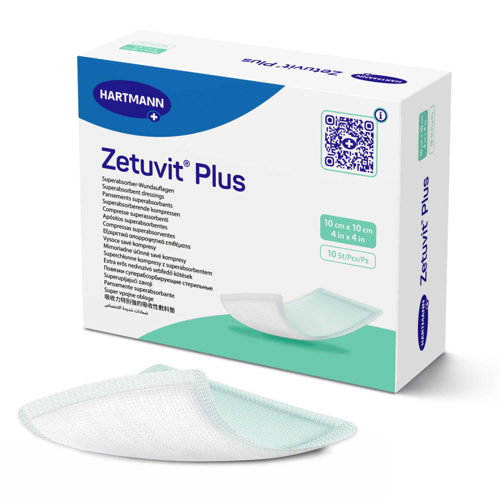 - Zetuvit Plus Superabsorbent Wound Dressing – High-Absorbency Sterile Pads (Non-Adhesive/Non-Border) for Moderate to Heavy Exudate – 4 x 4 in., Box of 10