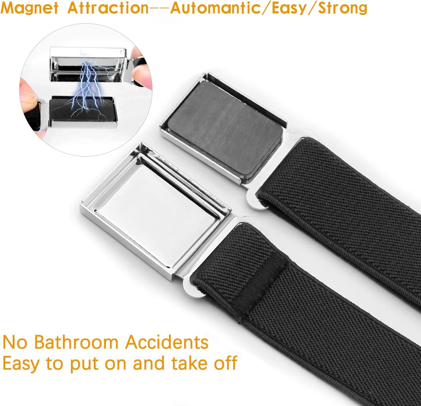 JASGOOD Kids Adjustable Magnetic Belt Boys Girls Elastic Belt with Easy Magnetic Buckle for Back to School Girls - Image 3