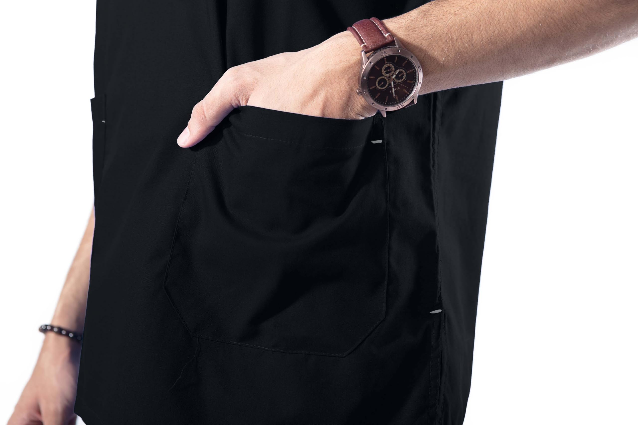 UNIFORM CRAFT Men's Designer Scrub Suit for Doctors, Nurses, Dentists and Healthcare Professionals (Black, Large) 3