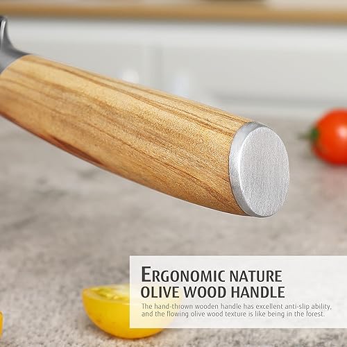 Miniatura 2 de hecef Cuchillo Santoku de Damasco de 7 pulgadas, cuchillo de chef japonés profesional para el hogar, cocina, restaurante, cuchillo ultra afilado de