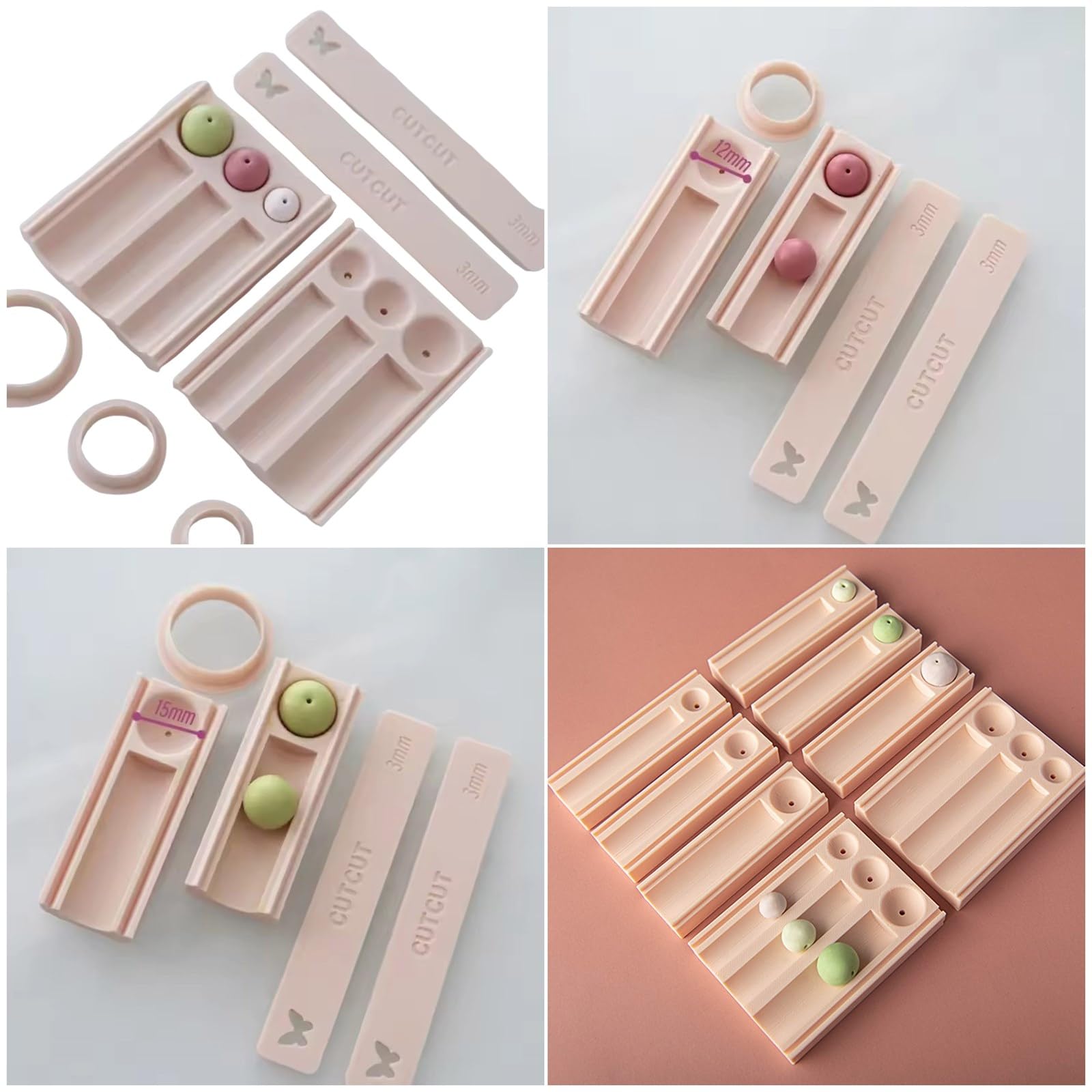 Strumento per modellare sfere argilla con design antiaderente Strumento per modellare perline per la creazione gioielli e stampo per fustellatura sfere argilla in miniatura per uniformità