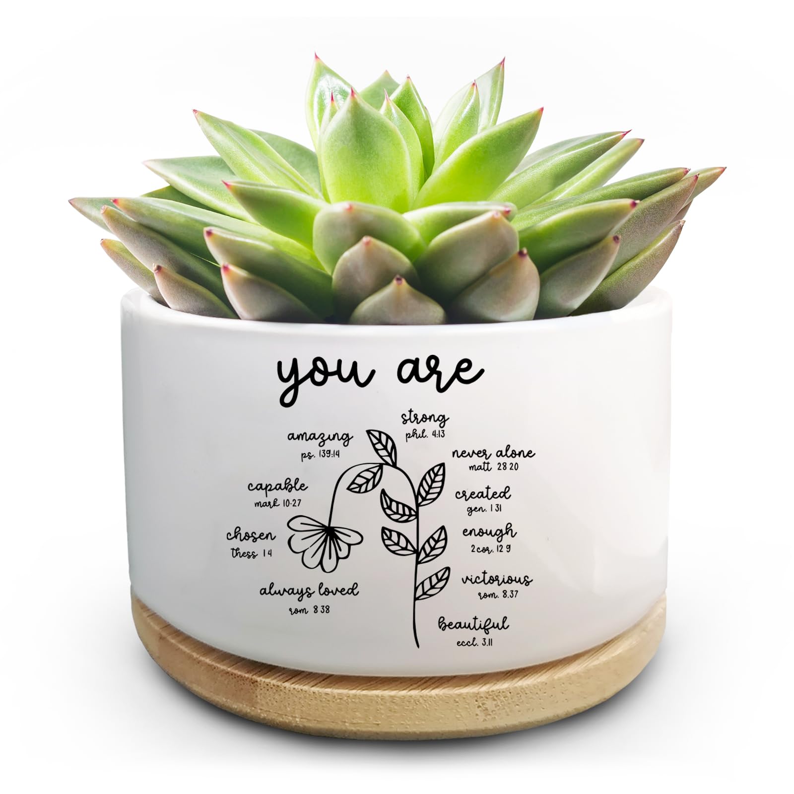 Photo 1 of Jutasty Christian Religious Gifts for Women, Succulent Plant Pot, Cactus Flower Planter Gifts, Inspirational Motivational Gifts for Women Friend, Plant Pots for Office Desk Table Shelf (No Plants)
