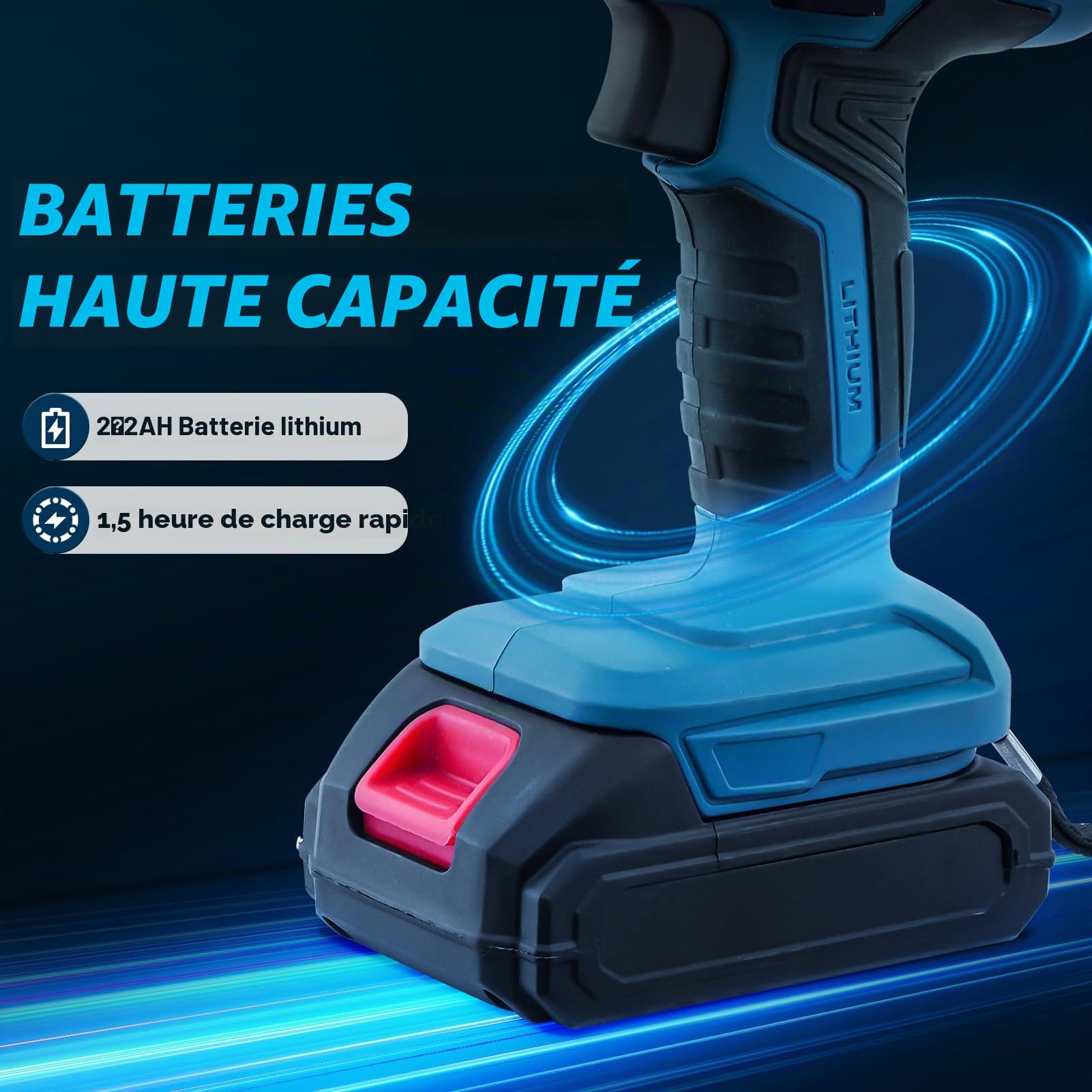 Scie Sabre Sans Fil 21V avec 2 Batteries & Chargeur • 8 Vitesses Réglables (4000 CPM) • Pour Coupe Bois et Métal • Scie Alternative Électrique Puissante et Portable
