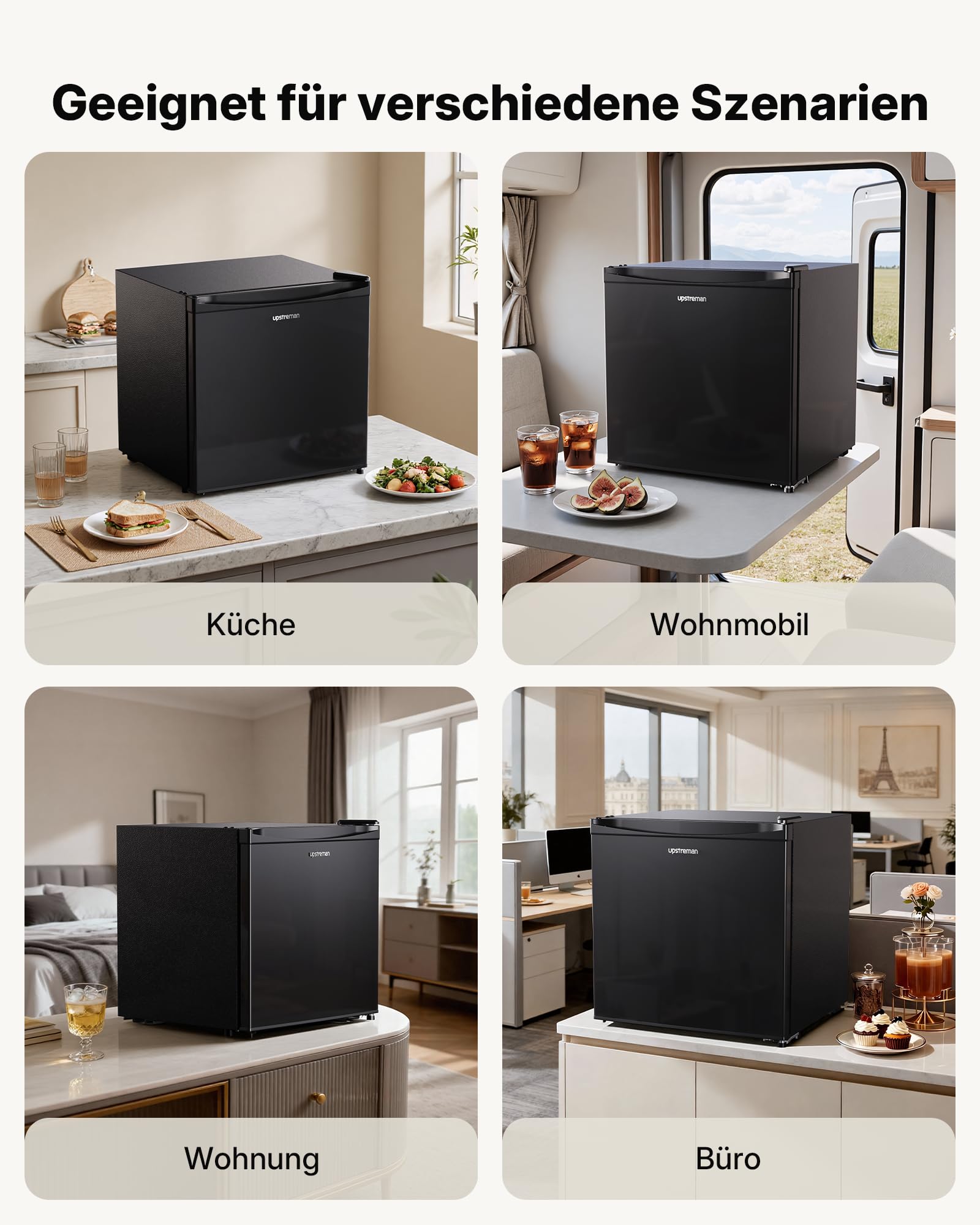 Upstreman 35L Gefrierschrank Klein, -21℃ 4 Sterne Mini Gefrierschrank,Umkehrbare Türen,Leise, Energiesparend,Reversibles Türscharnier,Tiefkühlschrank Klein,Büro, Hotel, Schwarz, UF35