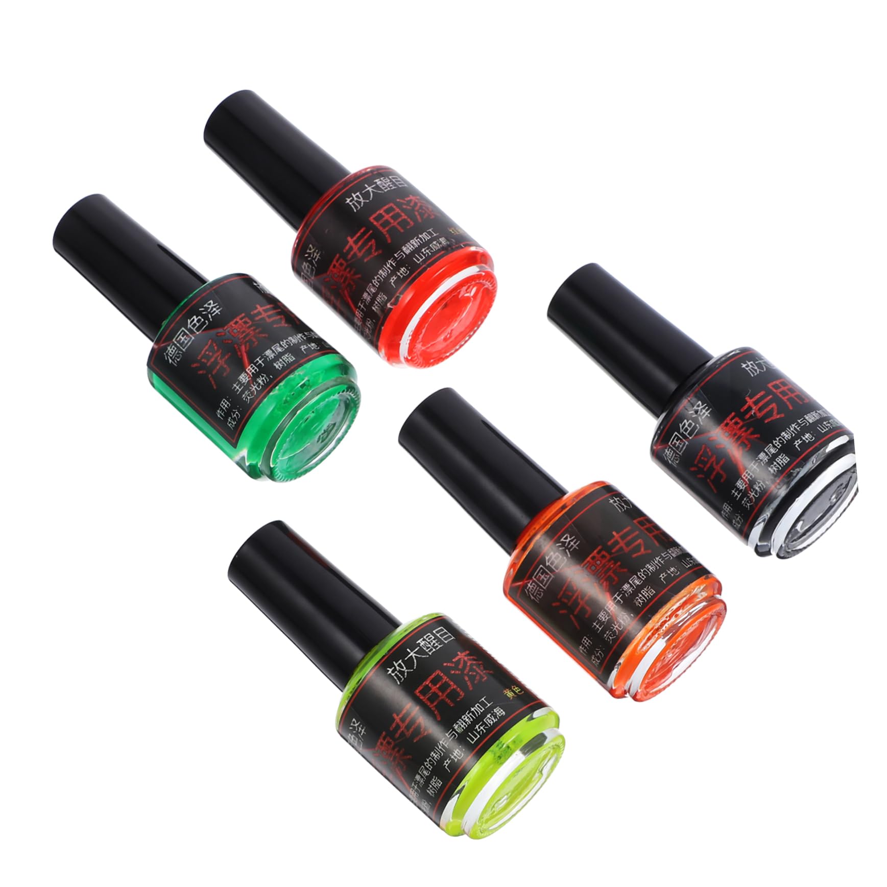 BRIGHTFUFU Fishing Float Paints Eye-catching Fluorescent Colors Black Green Red Yellow Orange Lightweight Portable Fishing Tools for Enhanced Visibility
