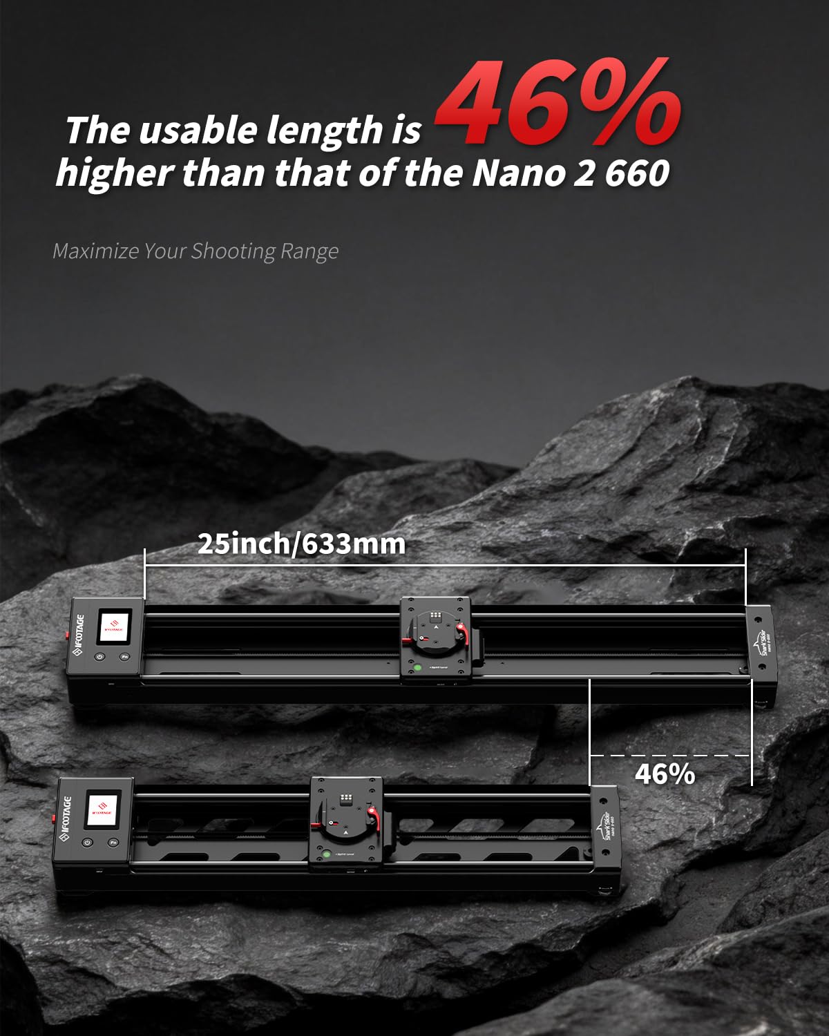 iFOOTAGE Shark Nano 2 Kamera-Slider 860, 63 cm Verfahrweg, motorisierter Slider mit Mehrachsensteuerung, kompatibel mit DJI RS2/RS3/RS4, Dolly-Schiene aus Aluminiumlegierung, Nutzlast 5 kg