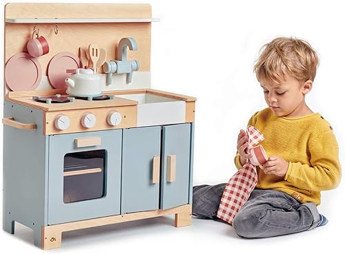 Miniatura 5 de Tender Leaf Toys - Cocina casera Mini Chef - Cocina de madera totalmente equipada con accesorios para cocinar simulación - Desarrolla habilidades
