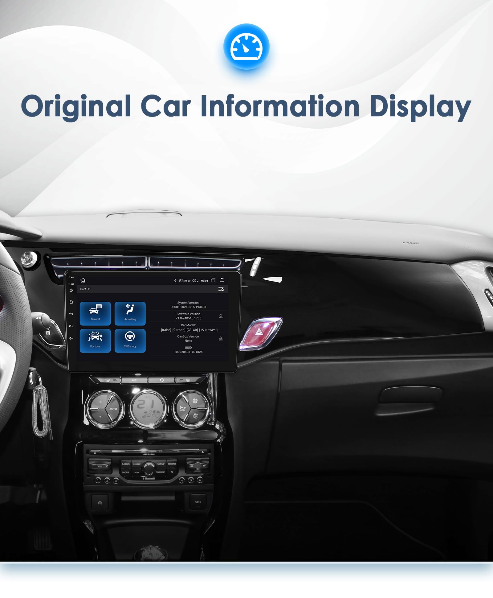 Autoradio Android 13 pour Citroën C3 DS3 2010-2016, 8 cœurs 4G + 32 Go Navi Support autoradio sans Fil Carplay/Android Auto Bluetooth Dab WiFi 4G Lien Miroir caméra arrière/Avant (Noir)
