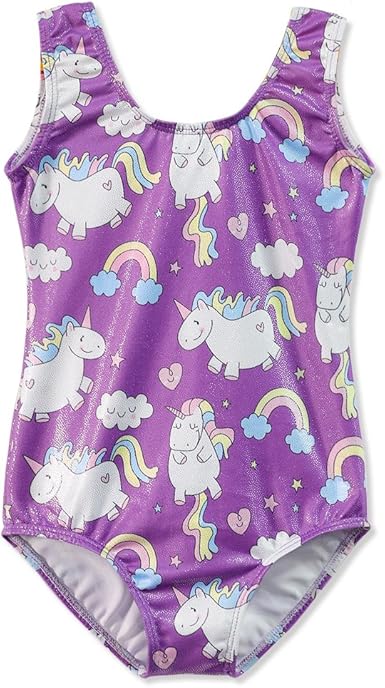 HOZIY Gymnastics Leotards for Girls Toddlers Kids Sleeveless Tumbling Outfits for Dance Print