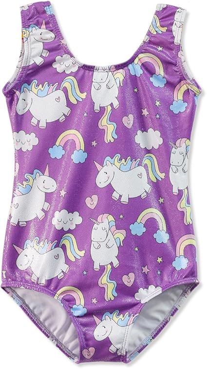 HOZIY Gymnastics Leotards for Girls Toddlers Kids Sleeveless Tumbling Outfits for Dance Print