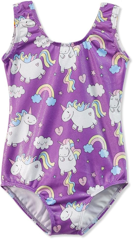 HOZIY Gymnastics Leotards for Girls Toddlers Kids Sleeveless Tumbling Outfits for Dance Print