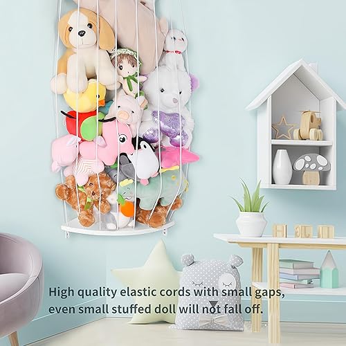 Miniatura 5 de Soporte de madera para almacenamiento de animales de peluche con patrón de estrella, longitud ajustable, grande, organizador de juguetes de peluche