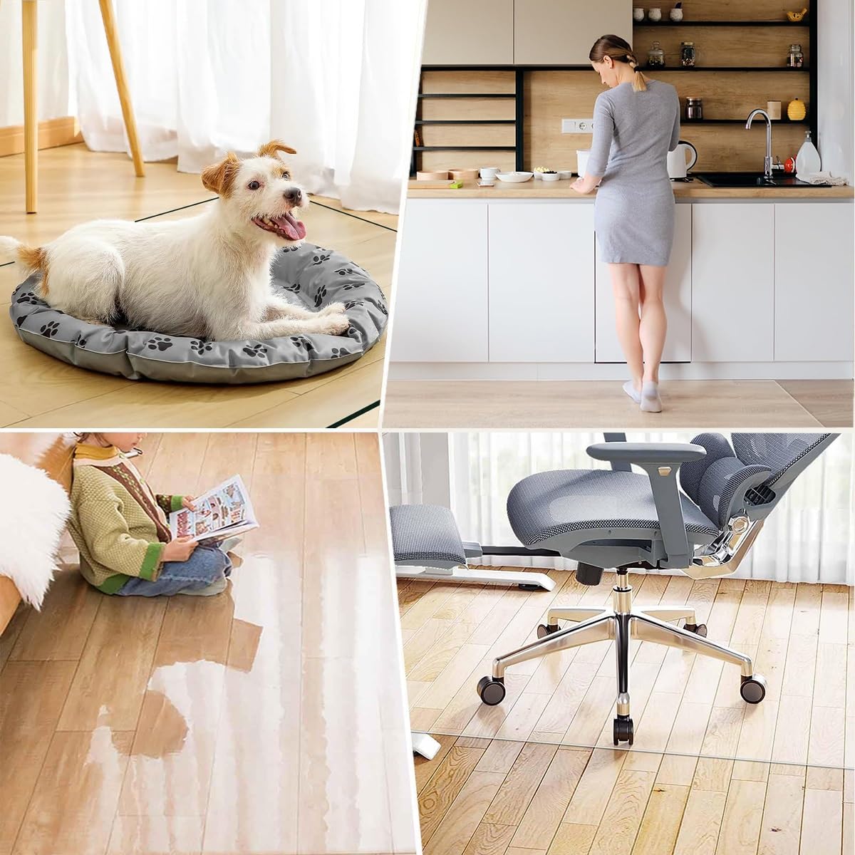 Alfombrilla de PVC transparente para sillas de suelos duros, protector de suelo antideslizante para oficina en casa y cocina, alfombra para madera y azulejos, tamaño de 40 cm, ideal para una máxima