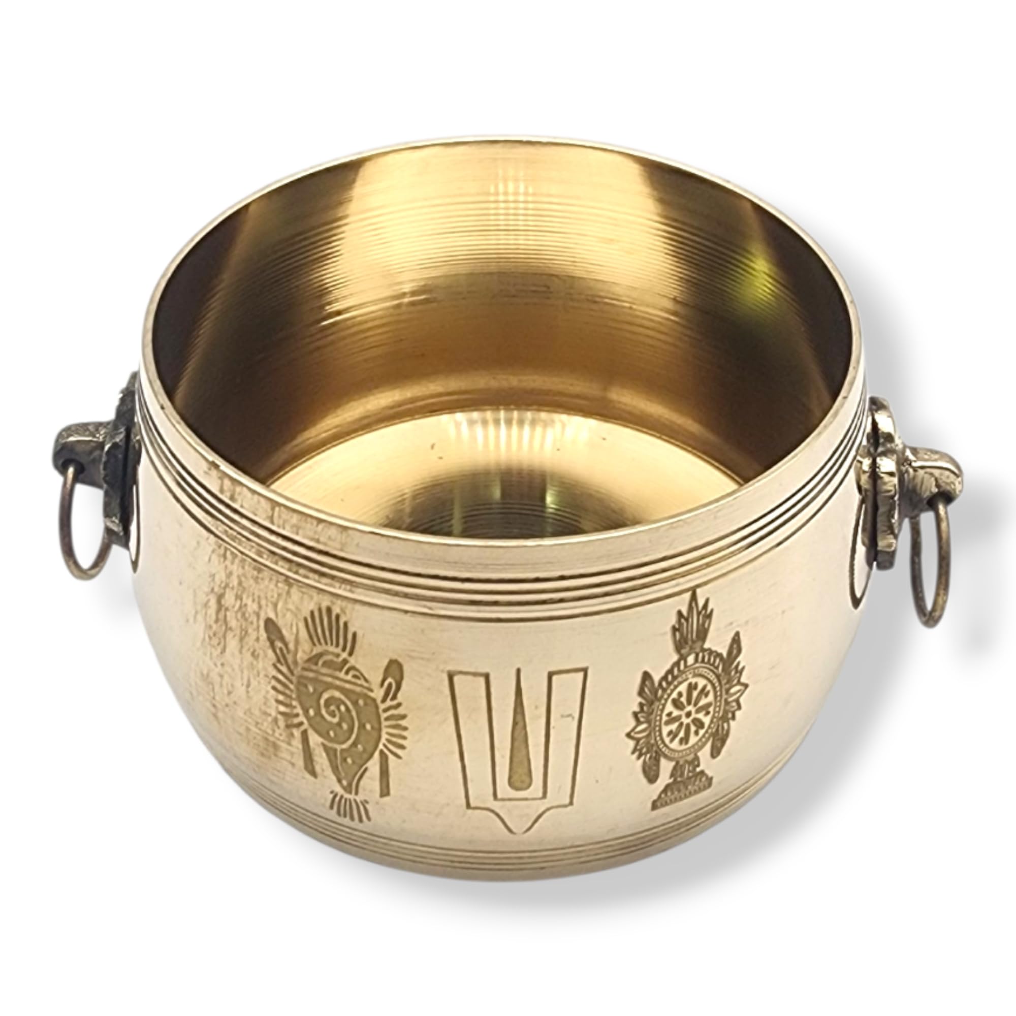 Premium Mini Brass para | Nirapara | Gangalam | Traditional Rice Measuring Pooja Vessel with Engraved Shankh, Chakra & Namam 3.5 Inch-image-42