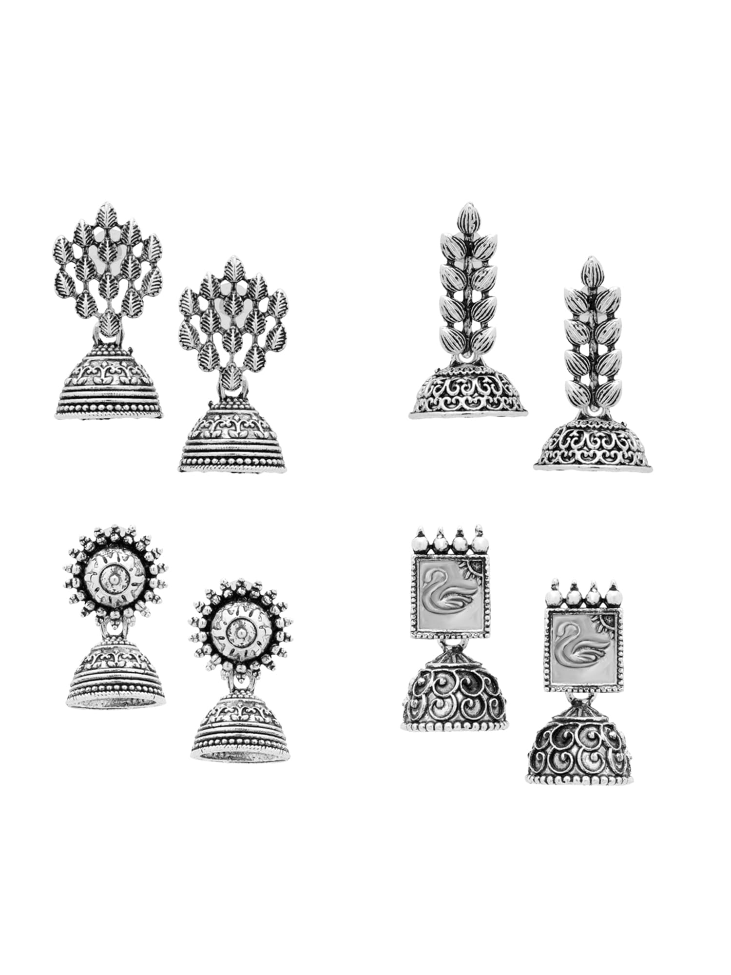 Yellow Chimes Silver Oxidised Jhumka Earring For Women | Combo of 4 Pairs Traditional Oxidised Silver Jhumki Earrings Set | Eternal Elegance | Birthday Gift For Girls & Women Anniversary Gift for Wife (B0D95QWCDF) Amazon Price History, Amazon Price Tracker