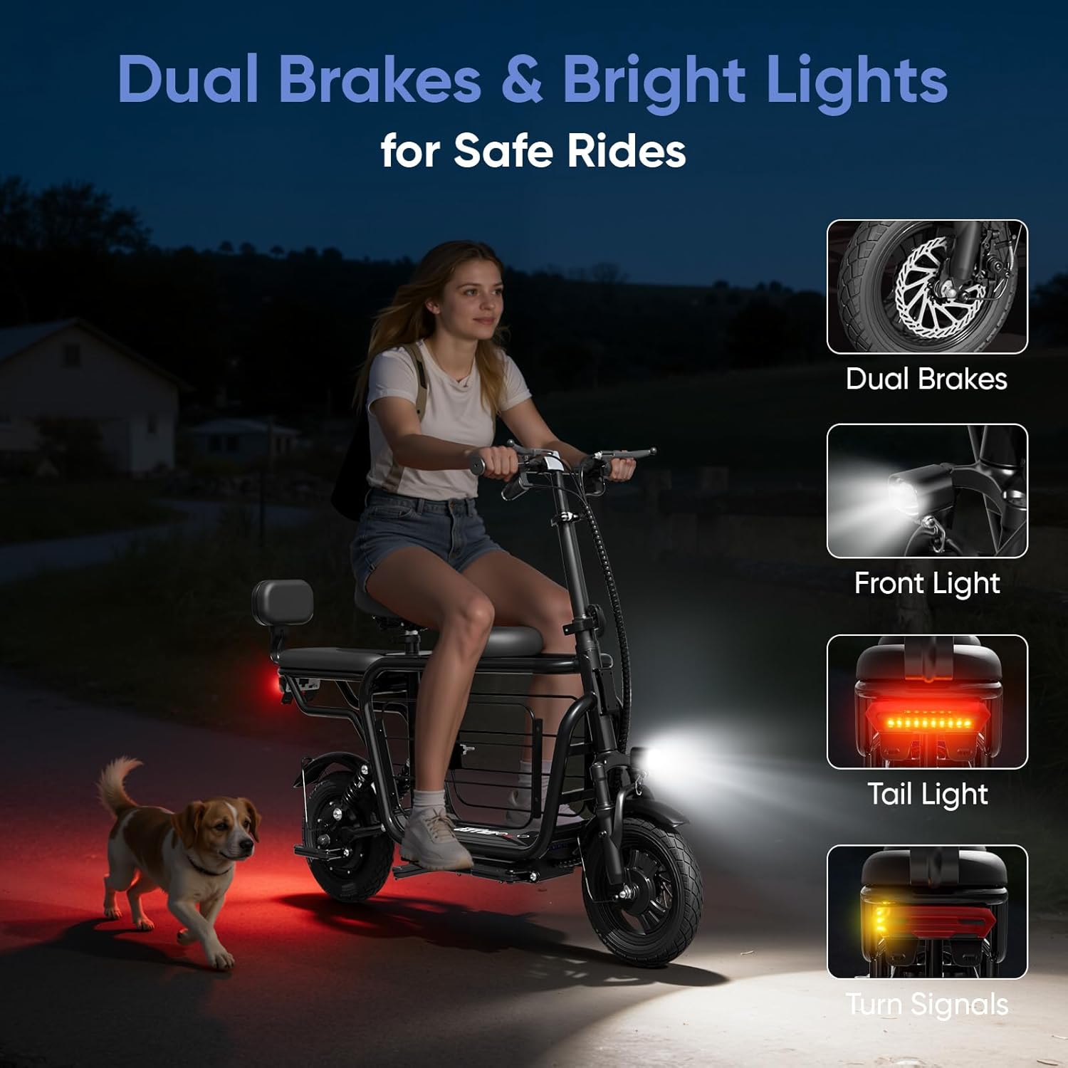 EILLEO Electric Scooter with Seat for Adult, 36V/48V Electric Scooter for Adults 500W/750W Motor, 20 Mile Range, 17.4/18.75mph, Dual Brakes, 14" Tires, e Scooters with Seat