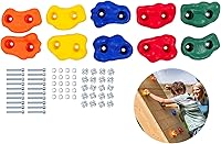 Squirrel Products Rock Climbing Holds for Kids - Deluxe Extra Large 10-Pack DIY Wall Kit with Hardware, Indoor Outdoor Ages 3+