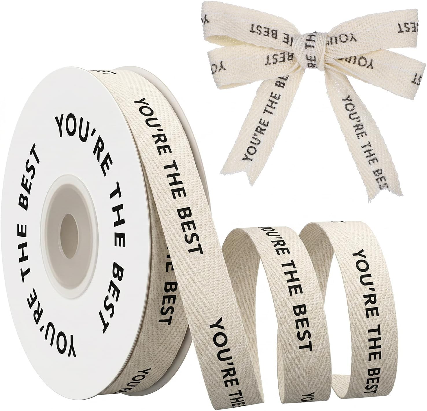 You're The Best Ribbon,5/8 Inch X 10 Yard Twill Tape Cotton with Black You're The Best Printed Teacher Ribbon for Gifts Wrapping Baking DIY Crafts Flower Bouquet Party Decor
