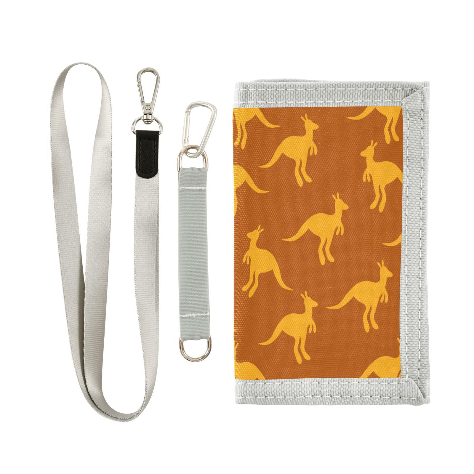 JHKKU Kangaroo Trifold Wallets for Kids Boys Girls, Outdoor Sports Wallet for Teen, with Zipper Coin Pocket Novelty Purse