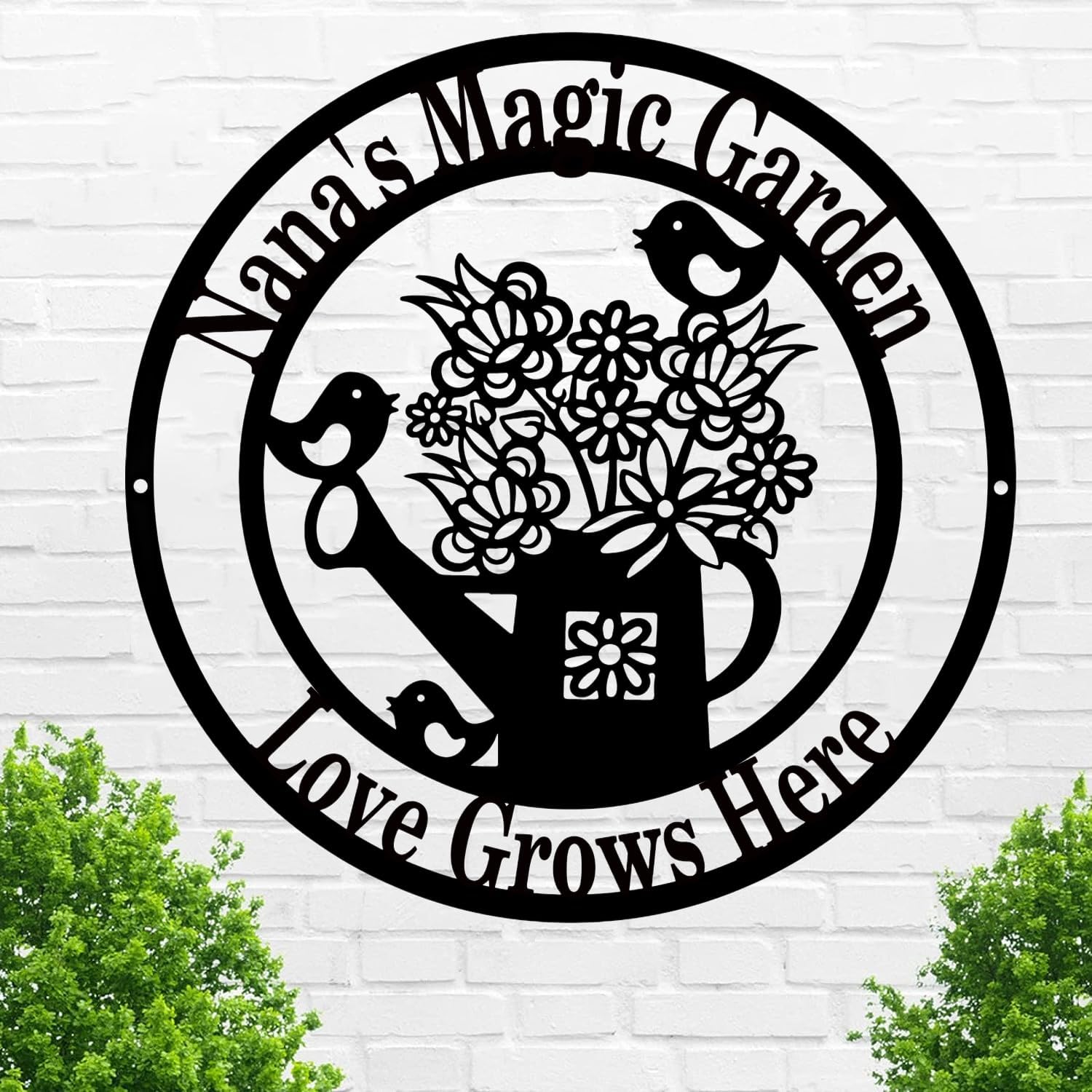 Custom Garden Sign Art,Personalized Garden Wall Art Decor,Custom Metal Flowers Shop,Birds Metal Sign for Home Wall Hanging Outdoor Decorate Gifts