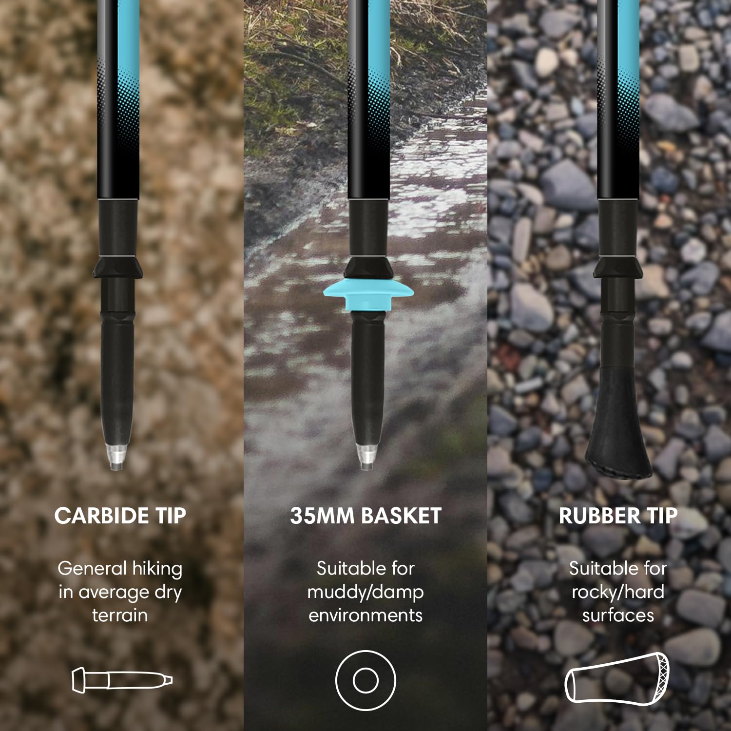 Fizan Lite Tech - Bastones de Senderismo nórdicos ultraligeros de 6.2 onzas, para mochileros, Bastones de Senderismo, Ajustables, telescópicos, Bastones para Caminar