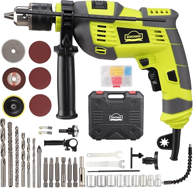 Hammer Drill, 710W Electic Corded Impact Drill, 13mm Metal Chuck, 0