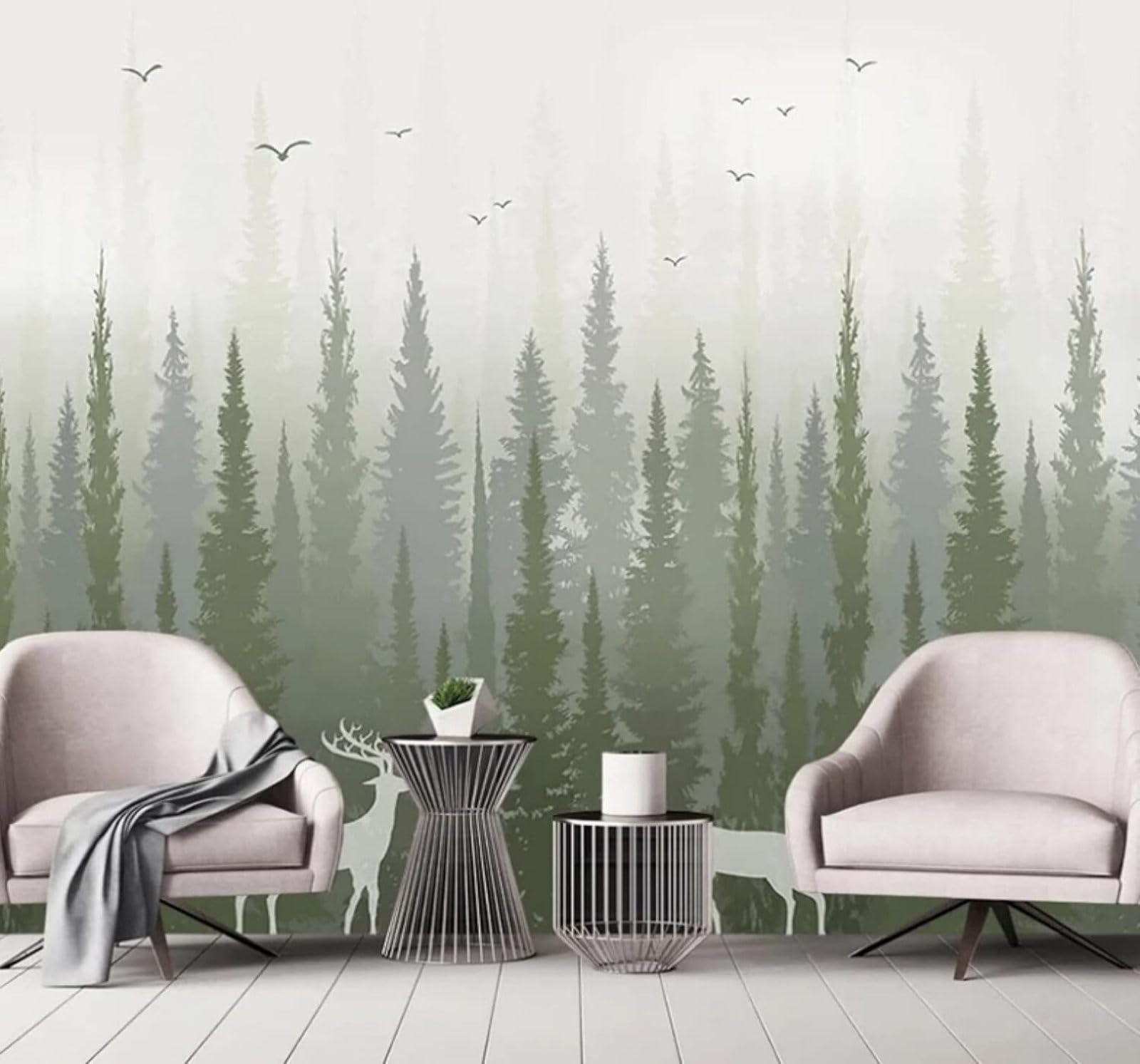 XLMING Hand Drawn Forest Birds Reindeer Landscape 3D Wallpaper Luxury Home Dining Decor Paste Sofa Living Room The Wall for Bedroom Mural-430cm×300cm