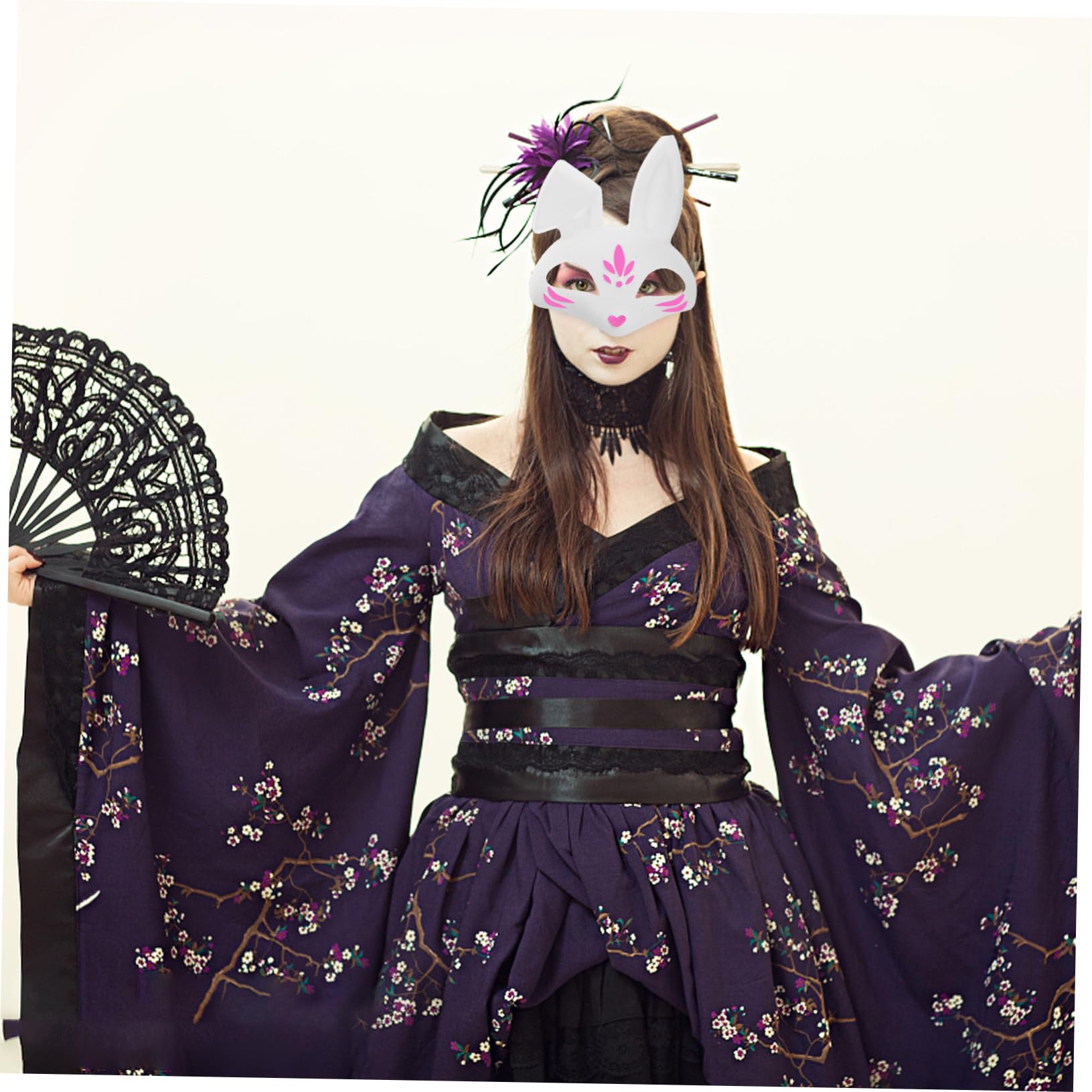 YARNOW 16 Maschere Bianche da Dipingere per Halloween Maschere Vuote Diy Volpe e Coniglio PVC Non Dipinte per e Cosplay