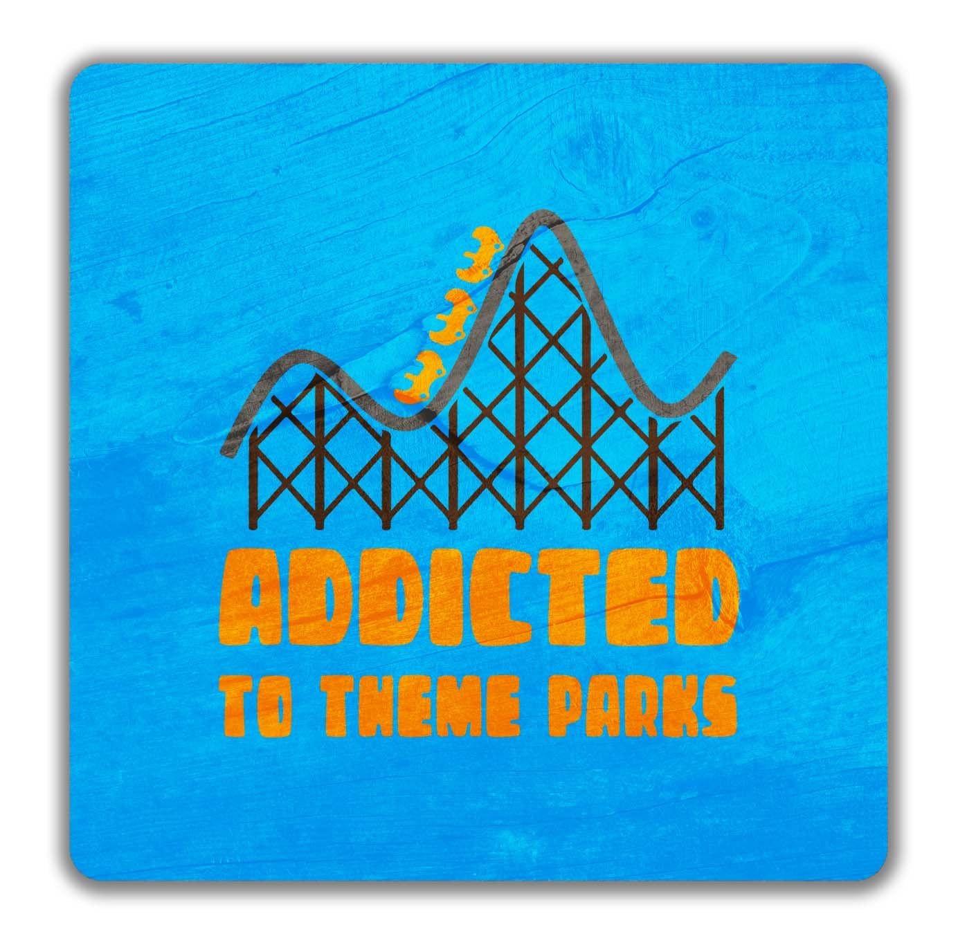Shopagift Roller Coaster Fun 2 Pack Coasters Addicted to Theme Parks - 9cm x 9cm