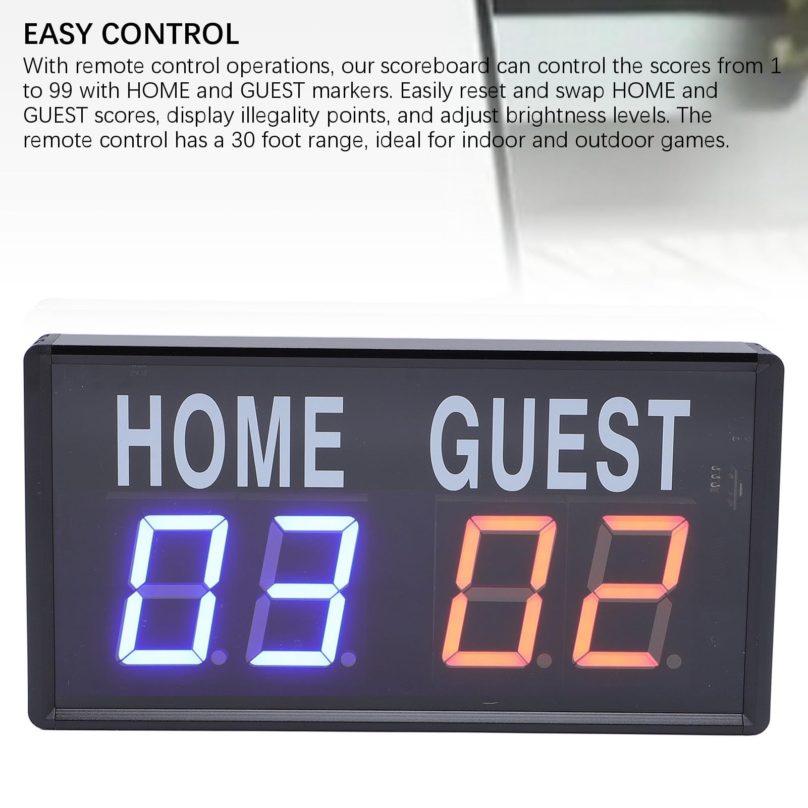 XUMIUZIY Tabellone Segnapunti Elettronico a LED, Segnapunti Portatile Alimentato Tramite USB con Telecomando per Partite di Pallavolo e Badminton