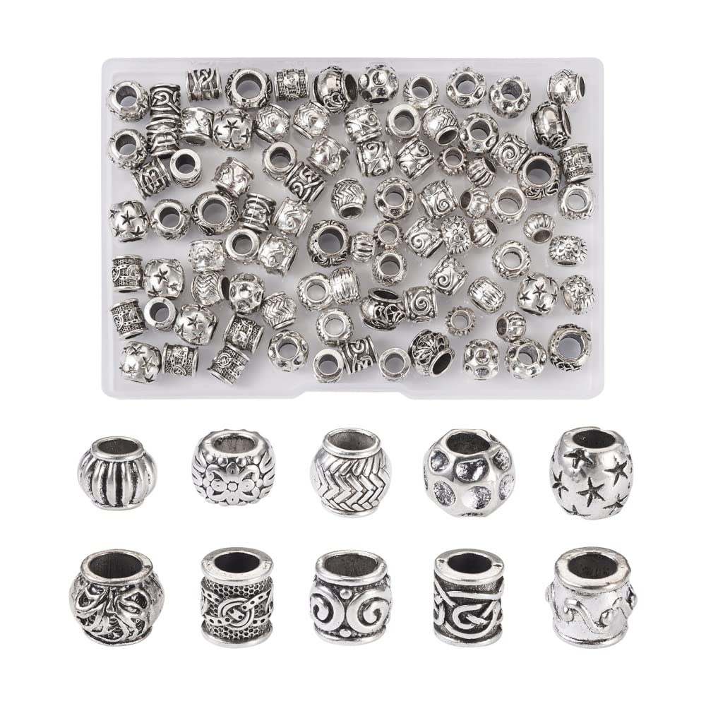 Perles européennes en métal argenté antique Craftdady x100 pour création bijoux