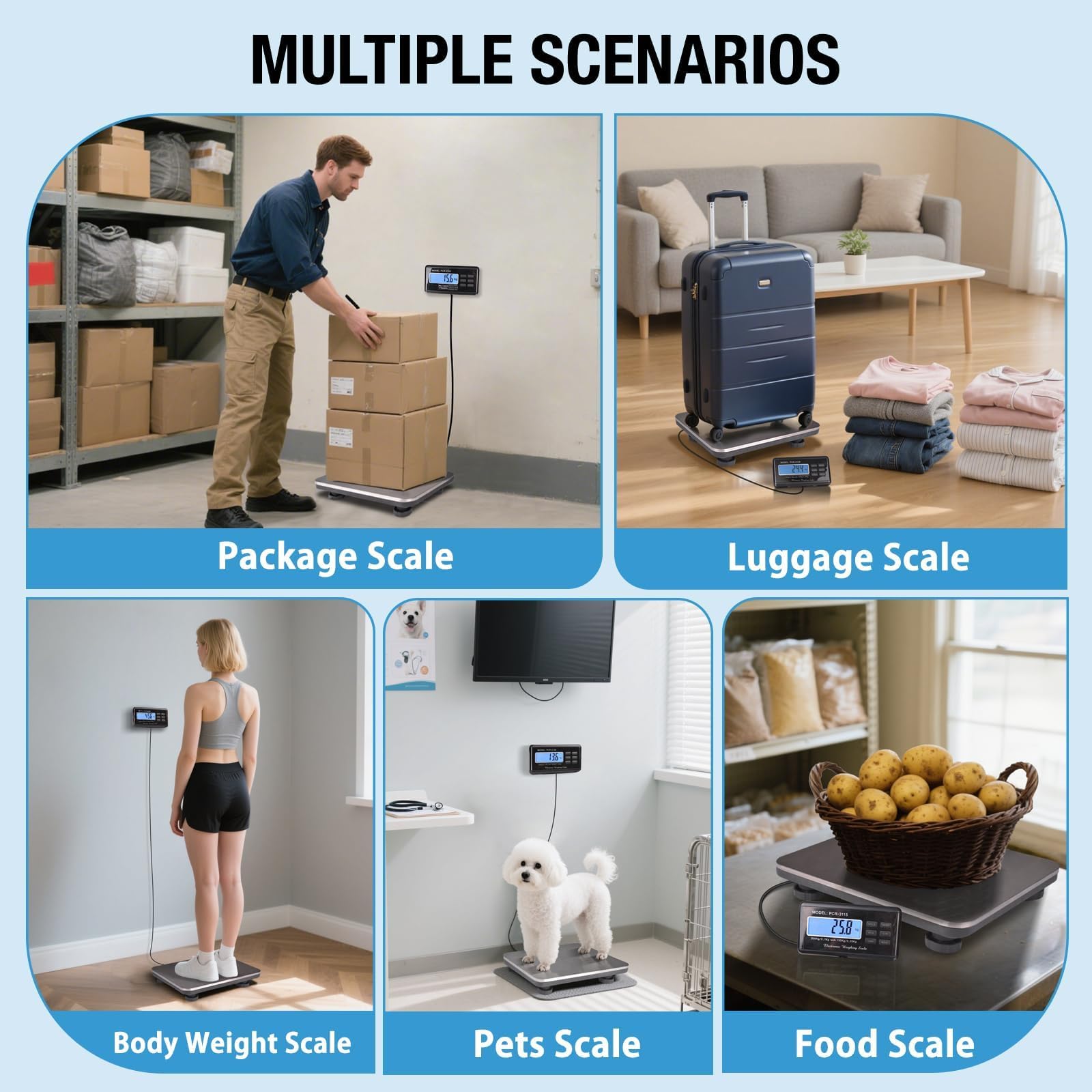 SurmountWay Shipping Scale 660lbs LCD Digital Platform Heavy Duty Portable Stainless Platform for Postal Shipping Scale Industrial Floor — view 9