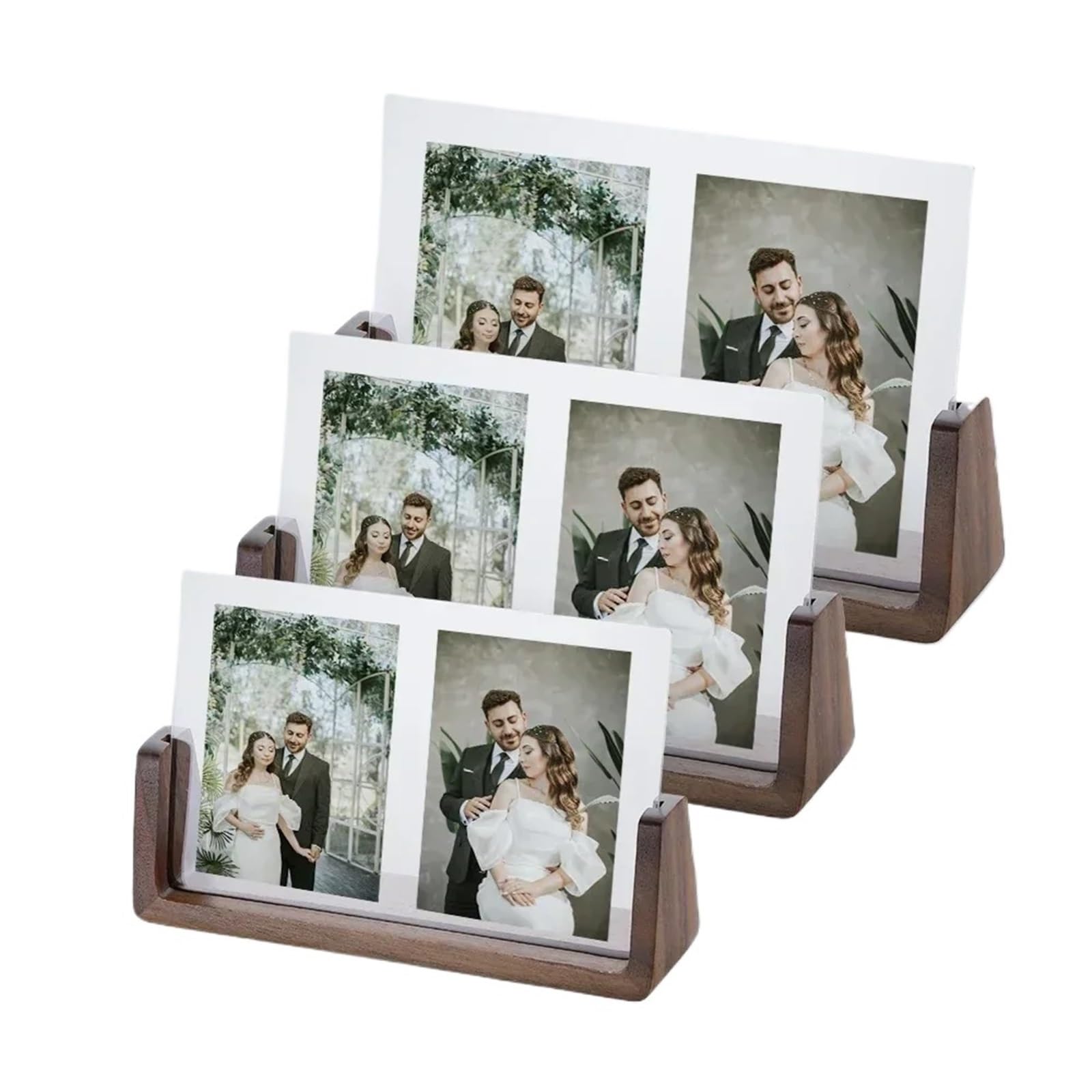 DAJGRHE Photo Frame Wooden Picture Frames With Wood Base For Couple Desktop Display(Walnut,S 14.5cmx11cm)