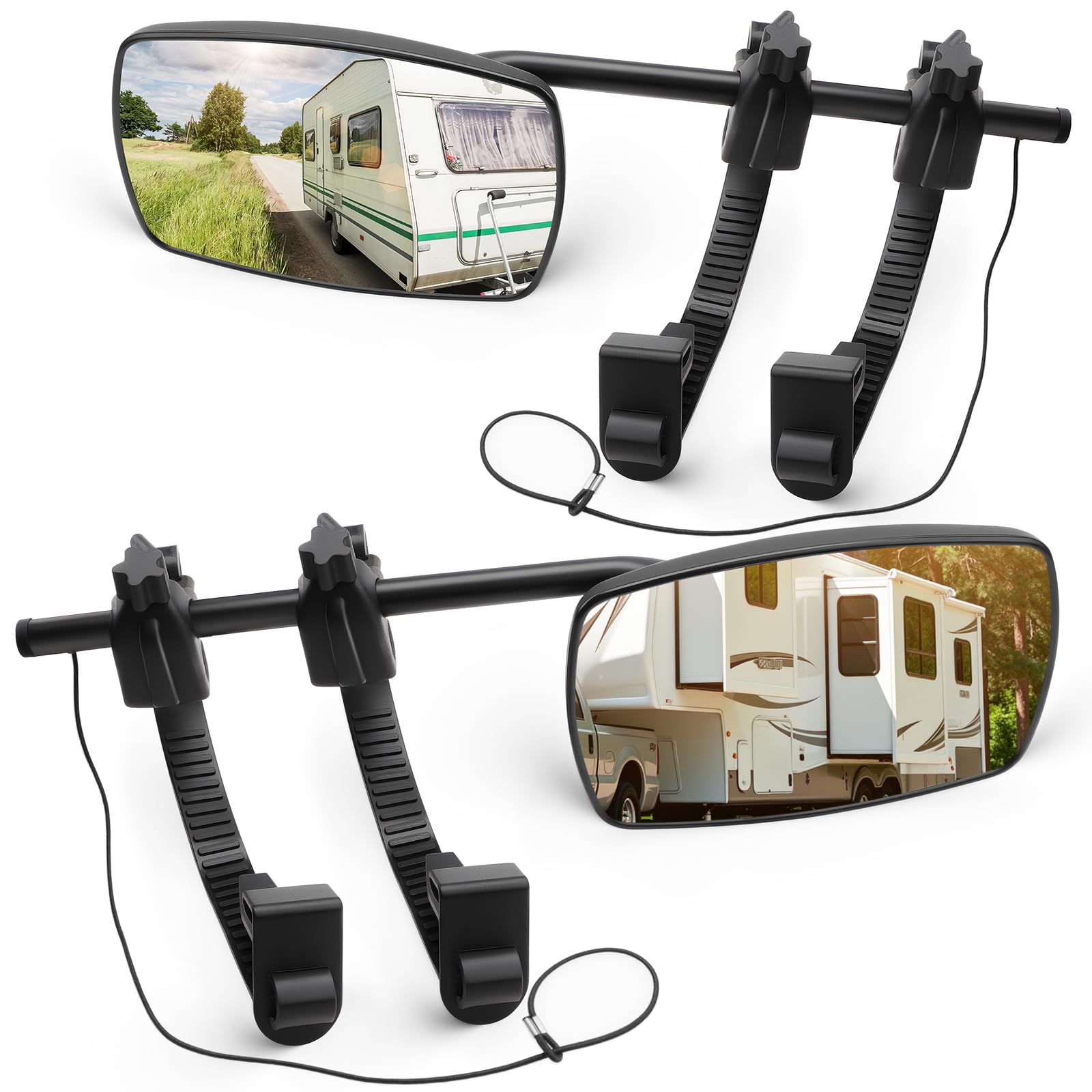 KAOLALI Caravanspiegel, 2 stuks, verstelbare extra spiegel, universeel sleepspiegel, voor alle voertuigen, caravans en auto's