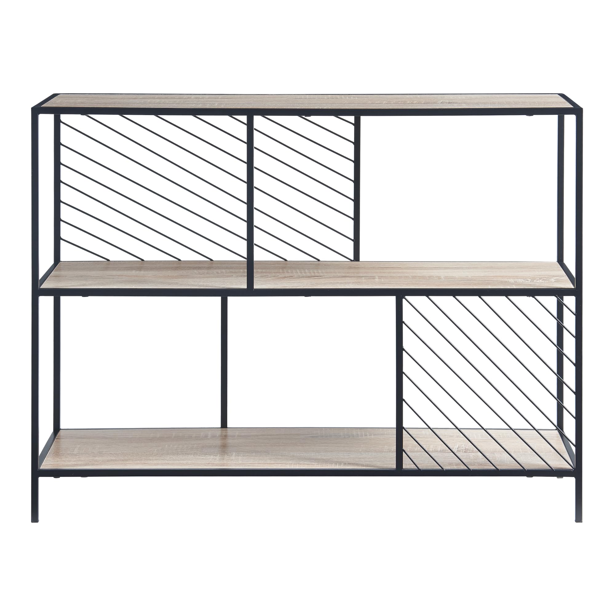 Tavolo Consolle Stretto 5 Piani, Metallo Nero, 65.5x60x20 Cm, Perfetto Per Ingresso O Corridoio - En.casa