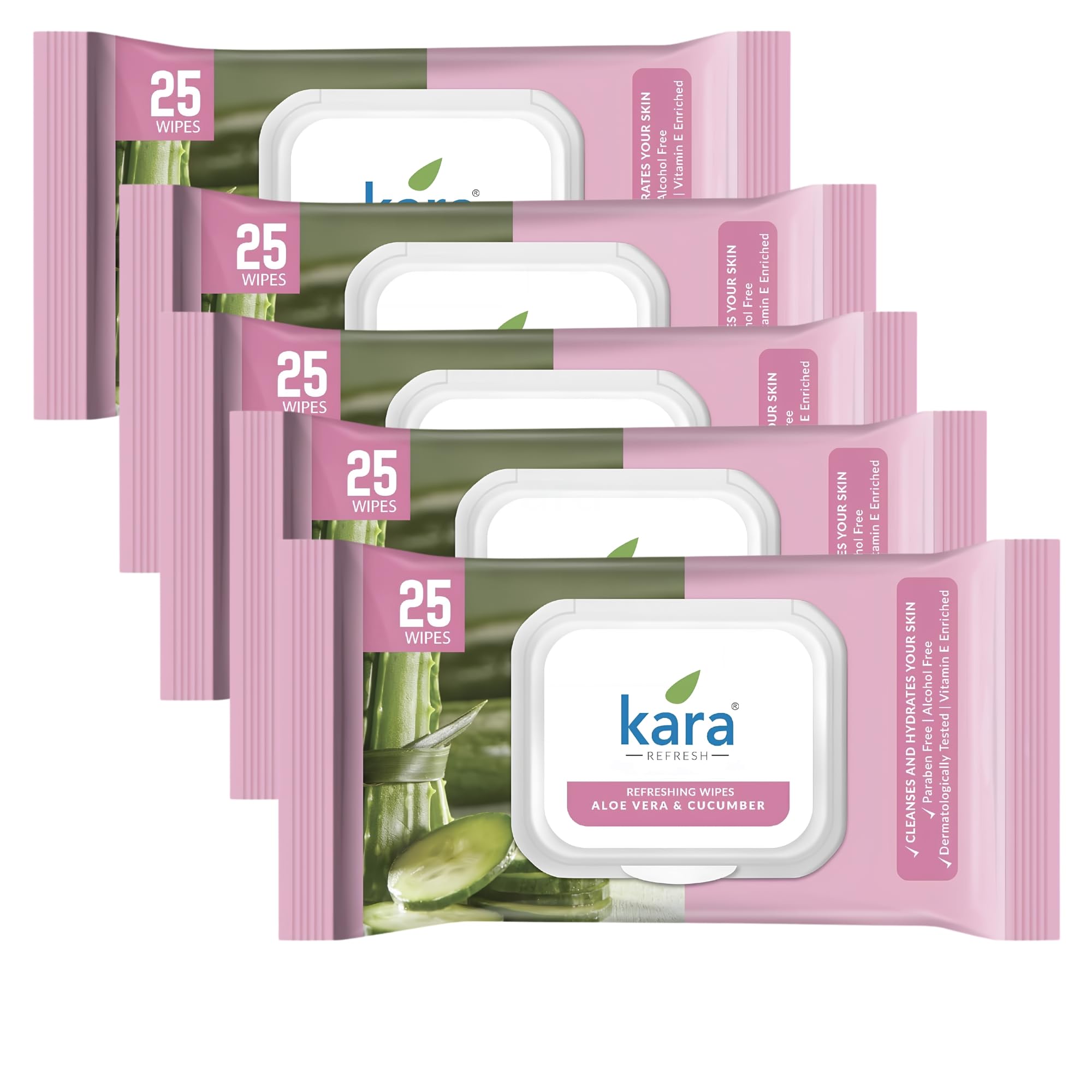 Refreshing wipes (25 Count (Pack of 5), Aloe Vera & Cucumber)-image-14