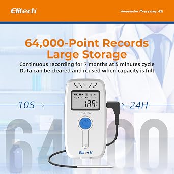 Elitech Digital Temperature Data Logger Medical Refrigerator Thermometer Vaccine Fridge Temperature Monitor, RC-4, 10 Pack