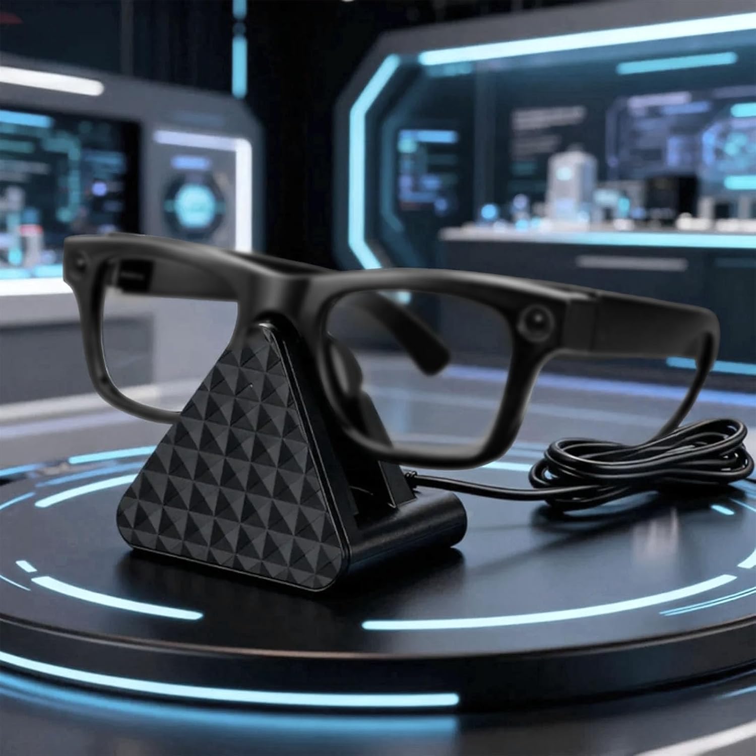 Glasses Charger for Meta, Black Smart Glasses Charging Dock with Adapter for Fast Magnetic Charging Station RW4008 RW4006